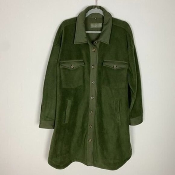 Blank NYC Long Fleece Shacket Jacket Green Womens 2X - Picture 2 of 8